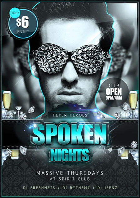 [Photoshop]PSD Flyer Template Spoken Nights