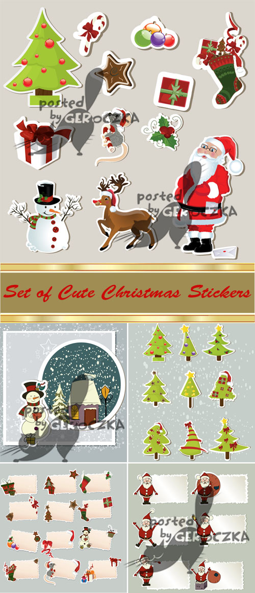 Set of cute Christmas stickers
