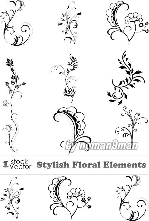 Stylish Floral Elements Vector Vol 3