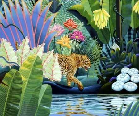 Скринсейвер леопард на водопое