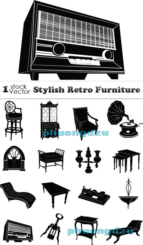 Stylish Retro Furniture Vector