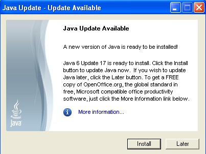   Java Runtime 1.6.0.17 Update  Windows + 