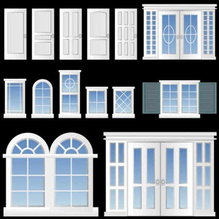 Vector misc europeanstyle windows and doors vector