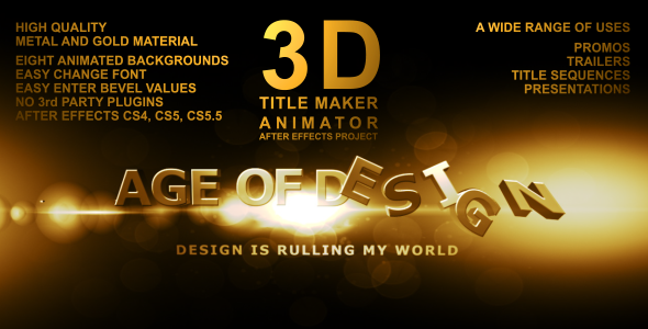 3D Title Maker Animator - VideoHive After Effects Project