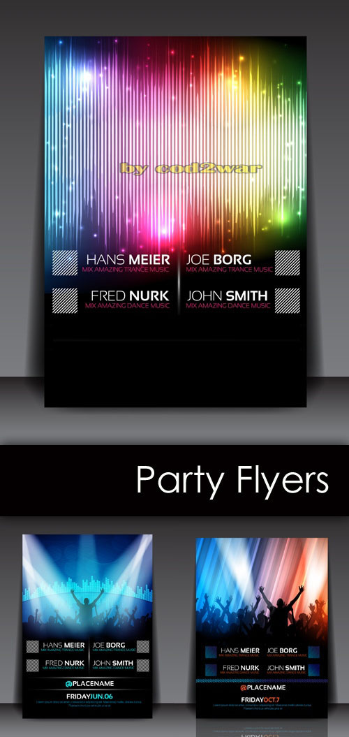Multicolor Party Flyers Vector