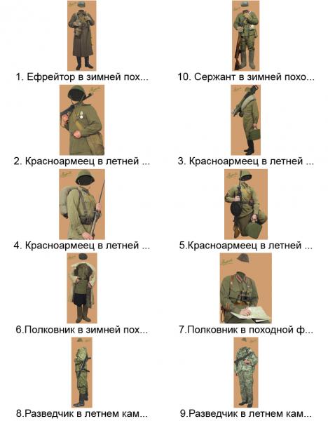 Шаблоны костюмов (пехота, артиллерия)